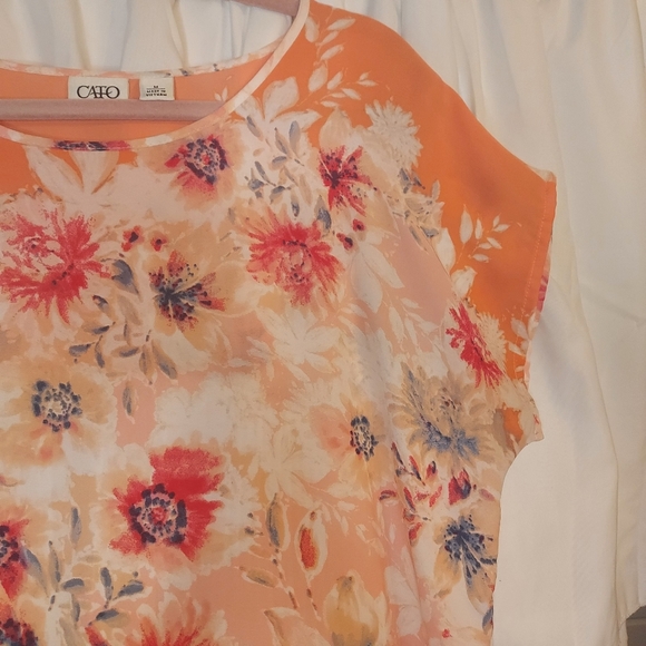Floral Peach Short Sleeve Blouse by CATO - Picture 3 of 9